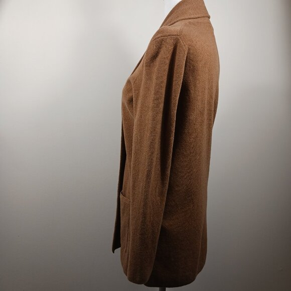 J. Crew Open Front Cardigan, Maple Brown, Med-Petite, Front Pockets, 100% Cotton - Picture 4 of 13